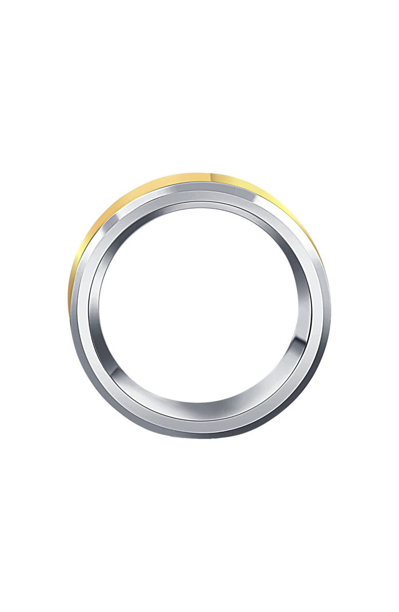 Bliss Diamond Men's Polished Tungsten & Gold Plated Two Tone 8mm Ring Wedding Band, Alternate, color, 