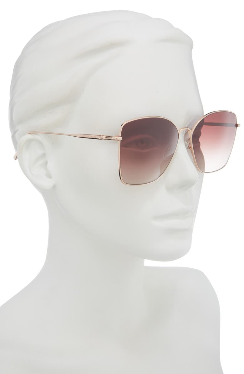 Longchamp Roseau Gradient Square Sunglasses, Alternate, color, Rose Gold