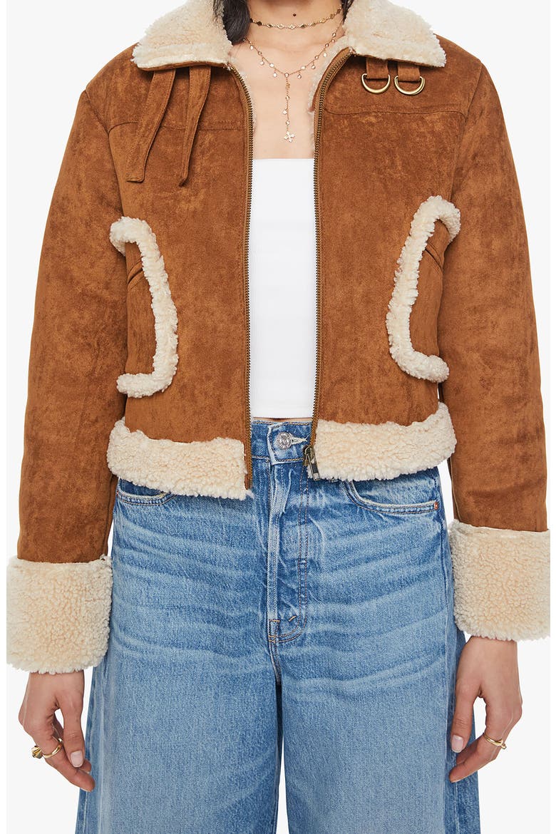 The On Thin Ice Faux Suede Faux Shearling Trim Jacket, Main, color, STORY UNTOLD