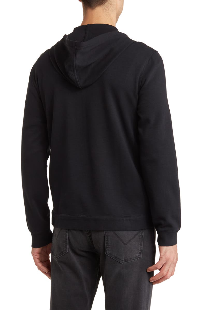 John Varvatos Cotton Double Knit Zip Hoodie, Alternate, color, Black