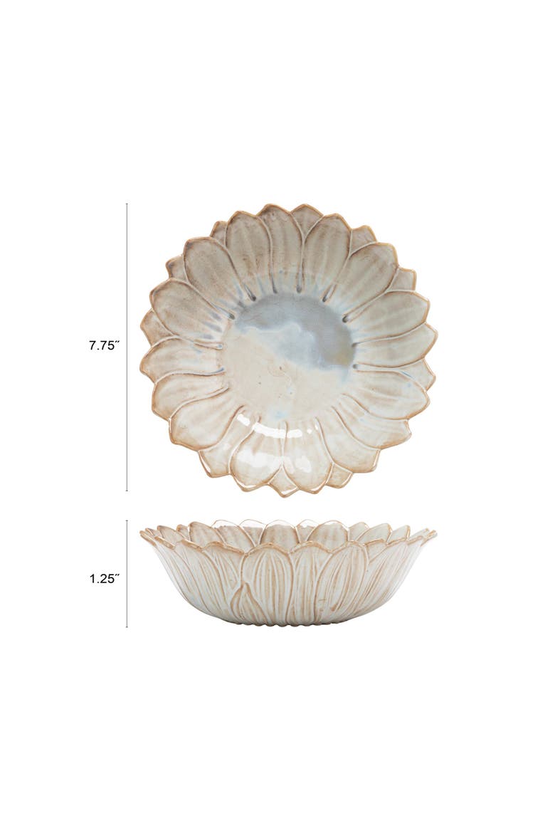 Flower Shaped Bowl in Reactive Glaze, Alternate, color, White