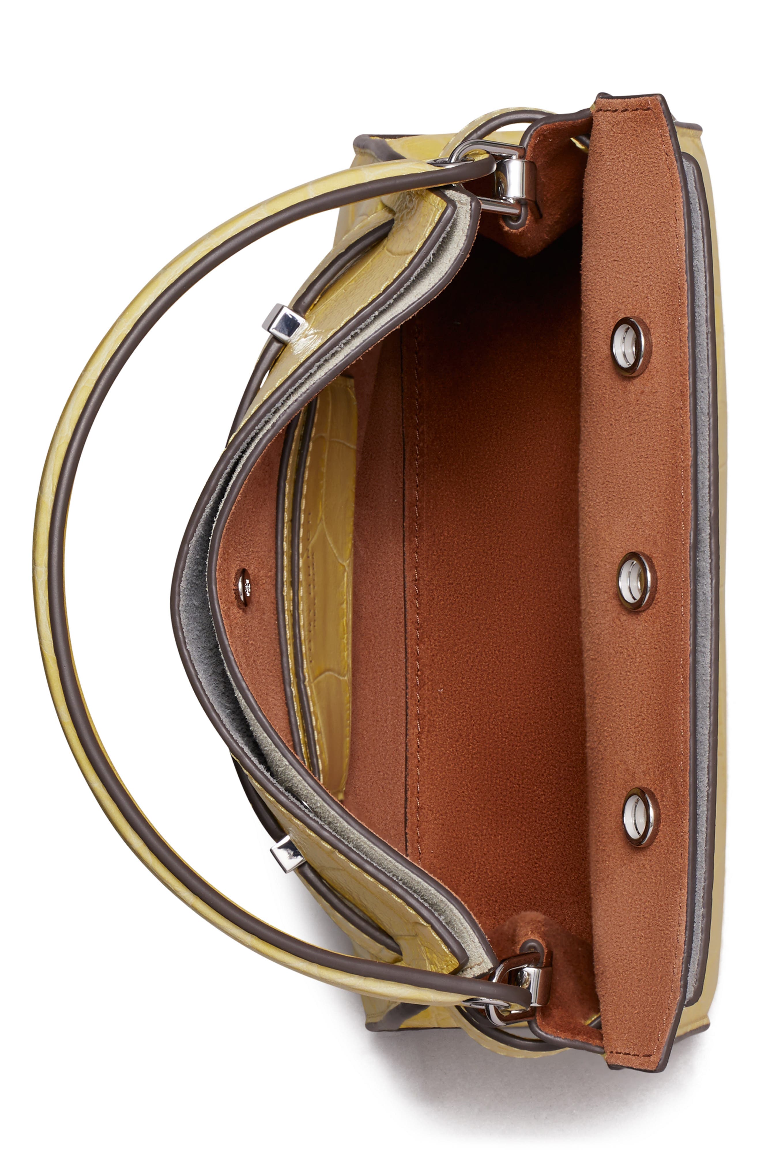 Tory Burch Petite Lee Radziwill Embossed Leather Double Bag, Alternate, color, Yellow Sky