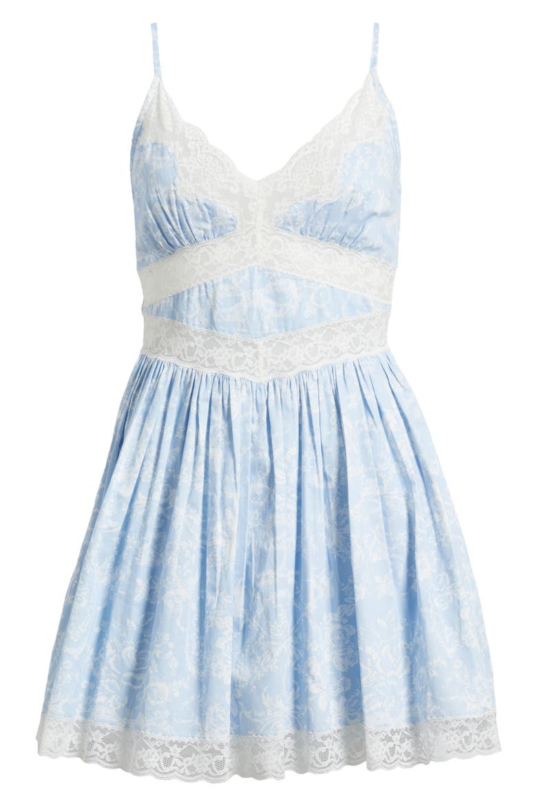 Ressie Lace Inset Cotton Mini Sundress, Alternate, color, BLUE COVE