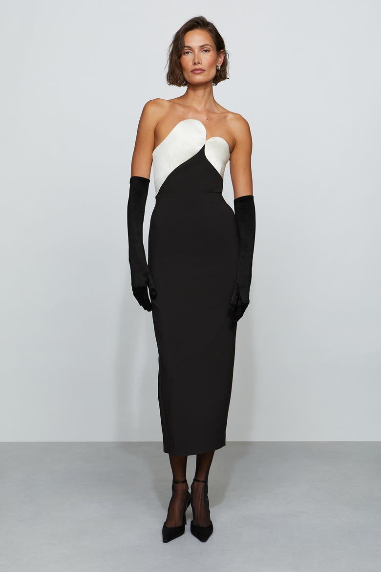 Court Combo Dress, Main, color, Black/Ivory