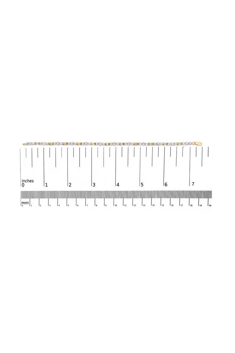 10k Yellow Gold 1.00 Cttw Diamond 3 Stone Link Bracelet   Inches, Alternate, color, Yellow