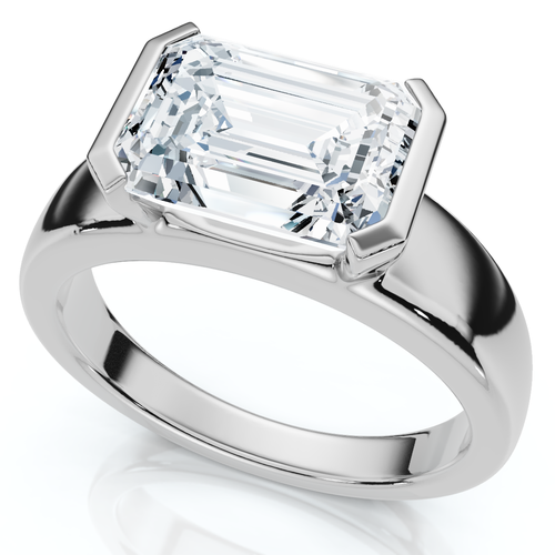 Bliss Diamond Certified 3ct East West Emerald Diamond Engagement Ring 14k Gold Or Pt Lab Grown In 14k White Gold