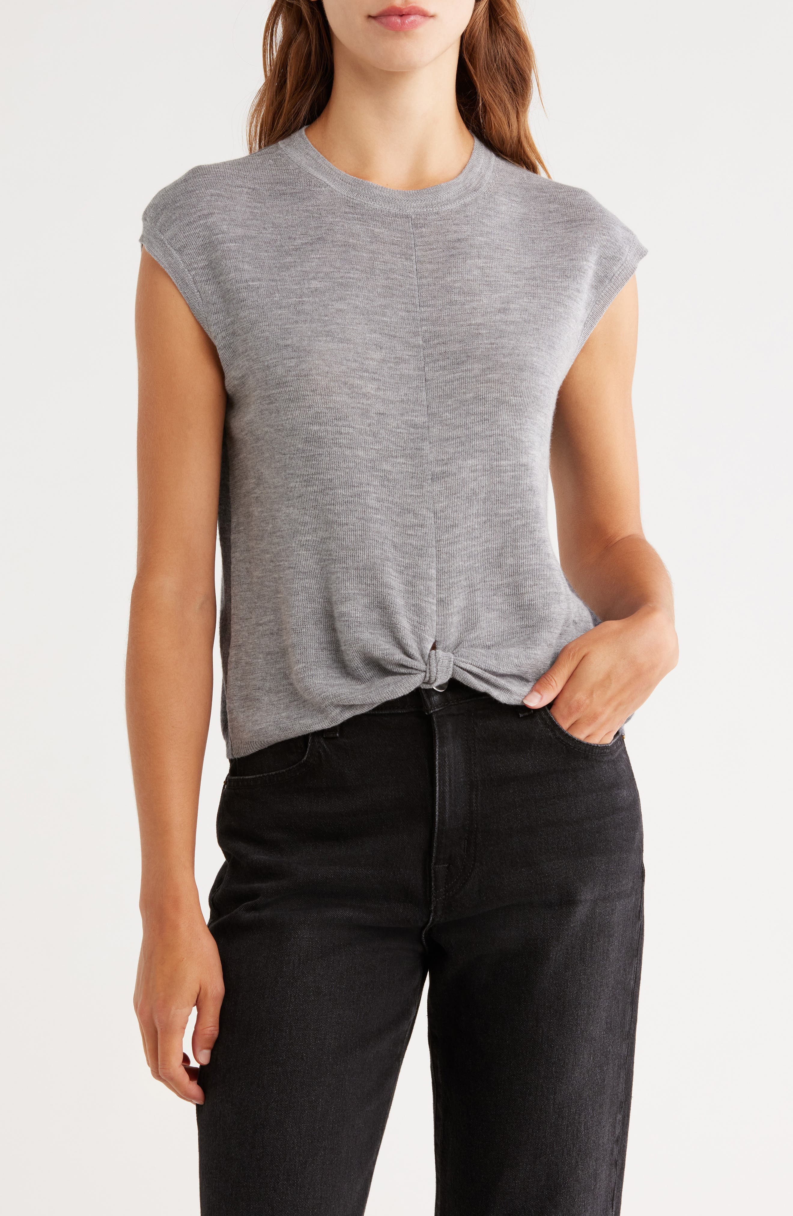 rag & bone Dennis Twist Front Wool Sleeveless Sweater