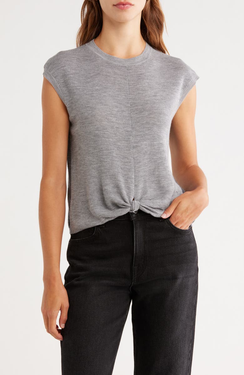 rag & bone Dennis Twist Front Wool Sleeveless Sweater, Main, color, Heather Grey