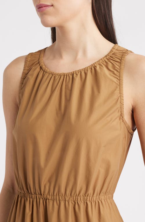 Theory Sleeveless Tiered Cotton Blend Dress In Brown