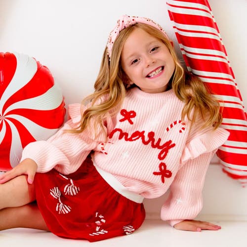 Sweet Wink Merry Bows Christmas Knit Sweater In Pink