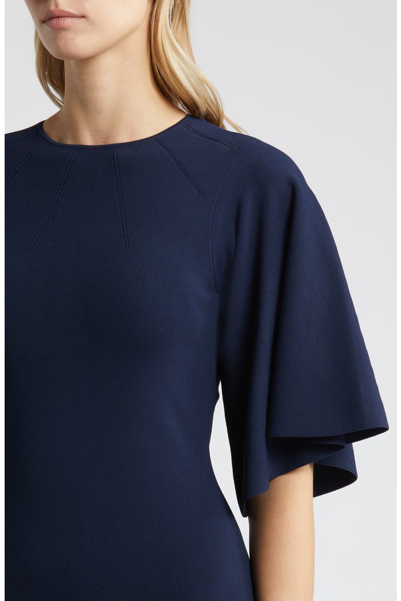 Lounia Fluted Sleeve Body-Con Sweater Dress, Alternate, color, NAVY