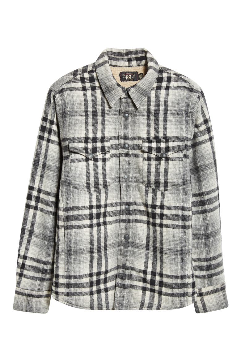 Plaid Shirt Jacket, Main, color, BLACK/CREME