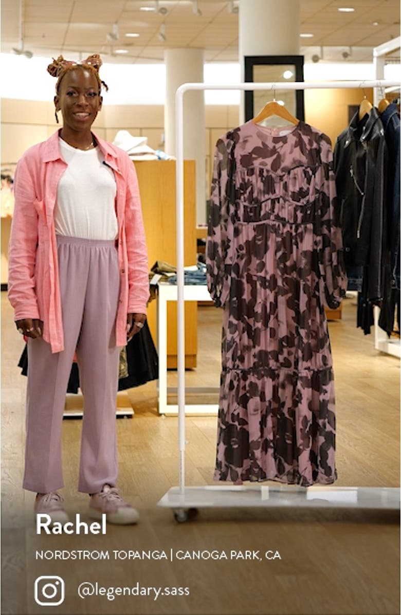 Floral Channel Waist Long Sleeve Maxi Dress, sales video thumbnail