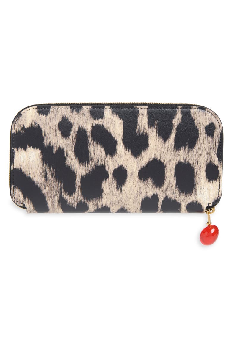 Lucky Charms Printed Leather Zip Wallet, Alternate, color, BLACK/ BEIGE