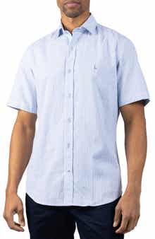 Stripe Linen Blend Button-Up Shirt