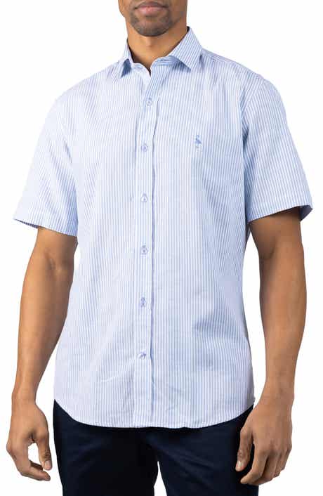 TailorByrd Stripe Linen Blend Button-Up Shirt