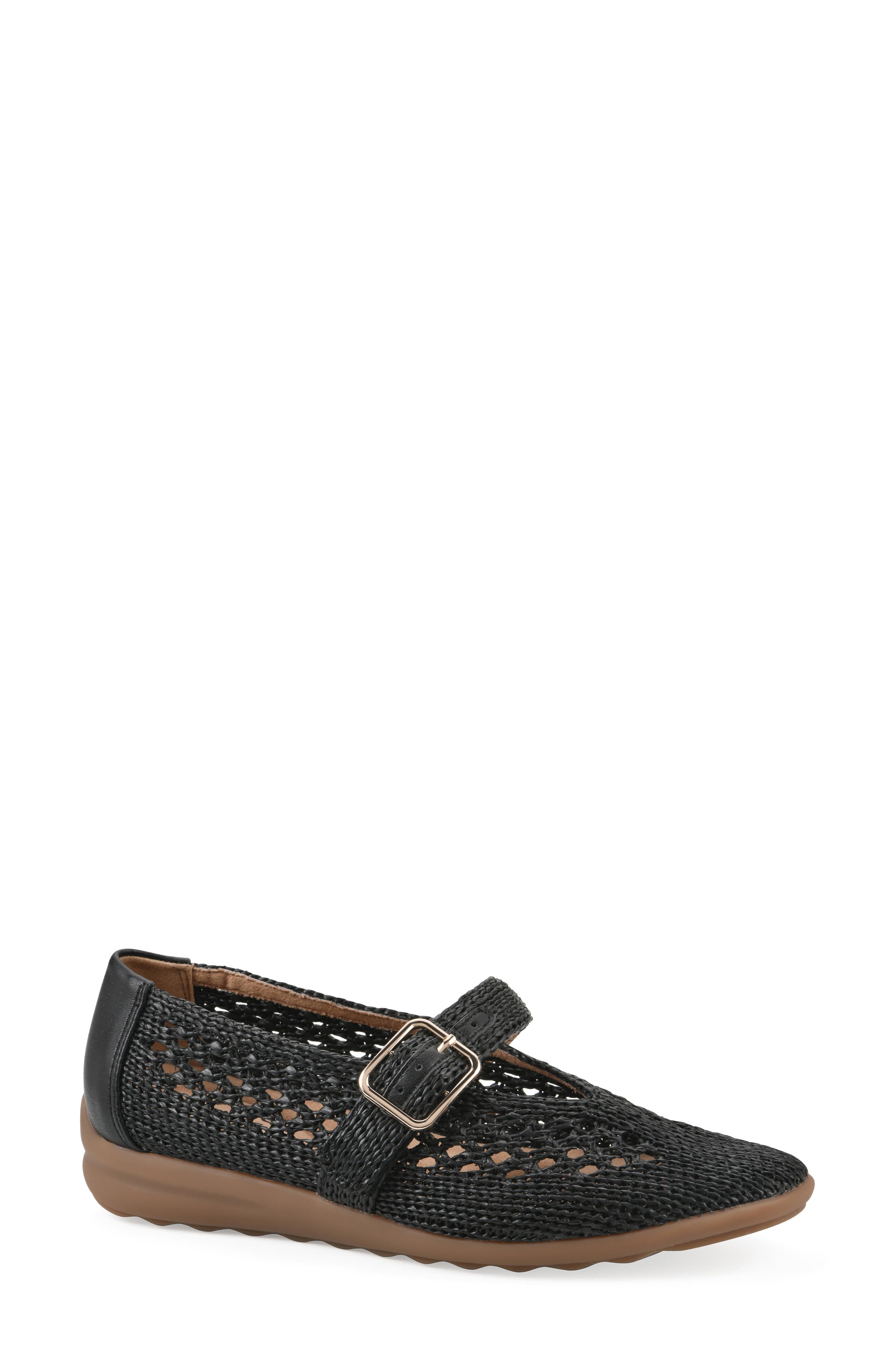 CLIFFS BY WHITE MOUNTAIN Cordette Woven Mary Jane Flat, Main, color, Black/ Fabric