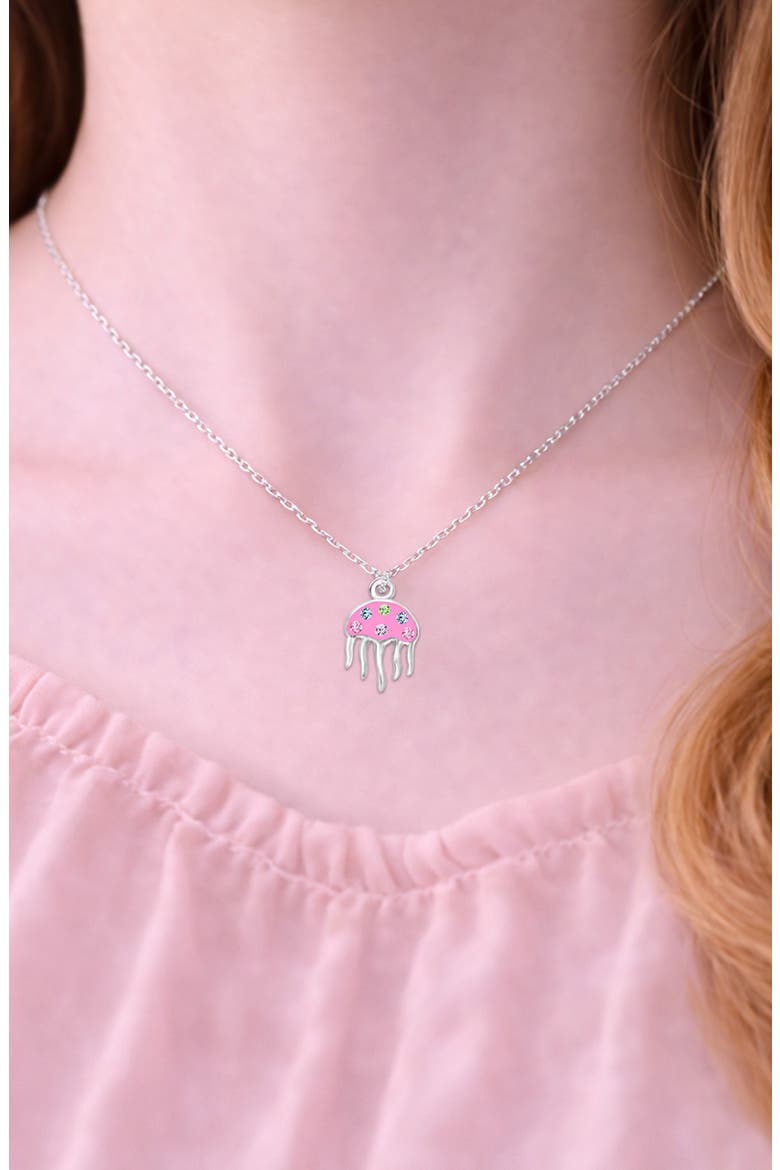 Kids' Jellyfish Crystal Pendant Necklace, Alternate, color, PINK
