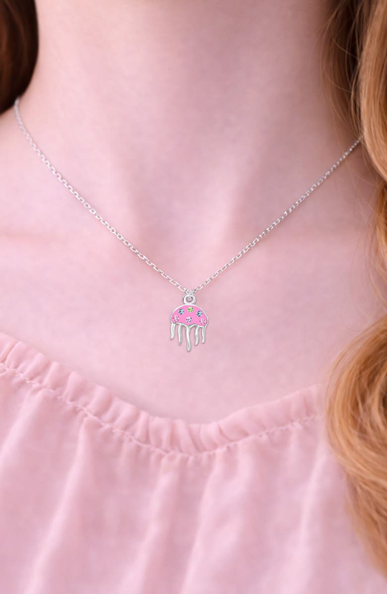 Chanteur Kids' Jellyfish Crystal Pendant Necklace, Alternate, color, Pink