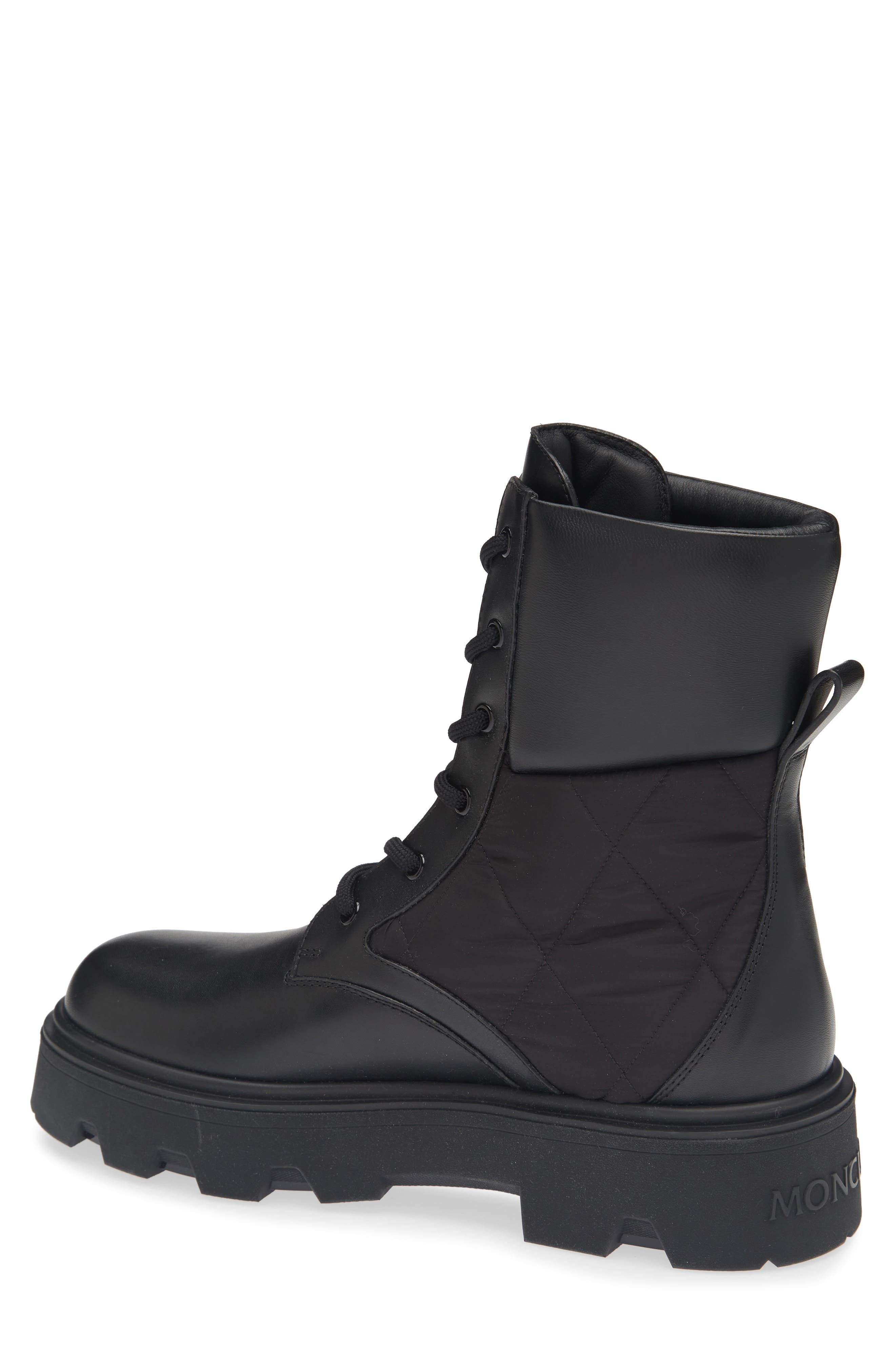 Aurea Lace-Up Leather Bootie, Alternate, color, BLACK