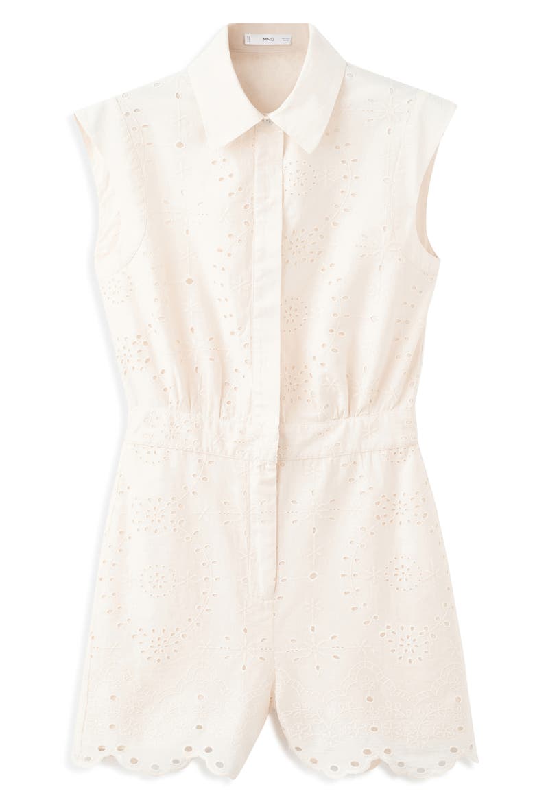 Embroidered Cutwork Sleeveless Romper, Alternate, color, ECRU