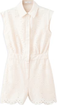 MANGO Embroidered Cutwork Sleeveless Romper