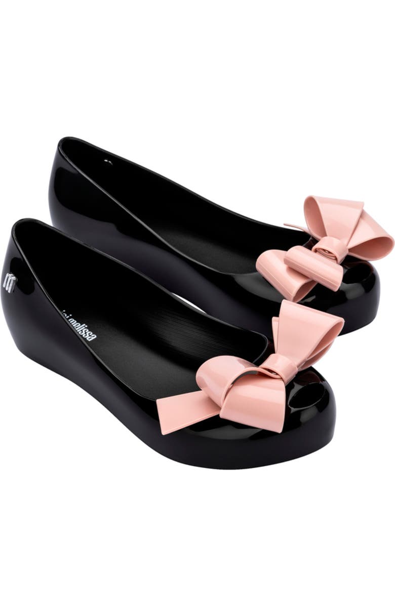 Mini Melissa Kids' Ultragirl Classic Flat, Main, color, Black/ Pink