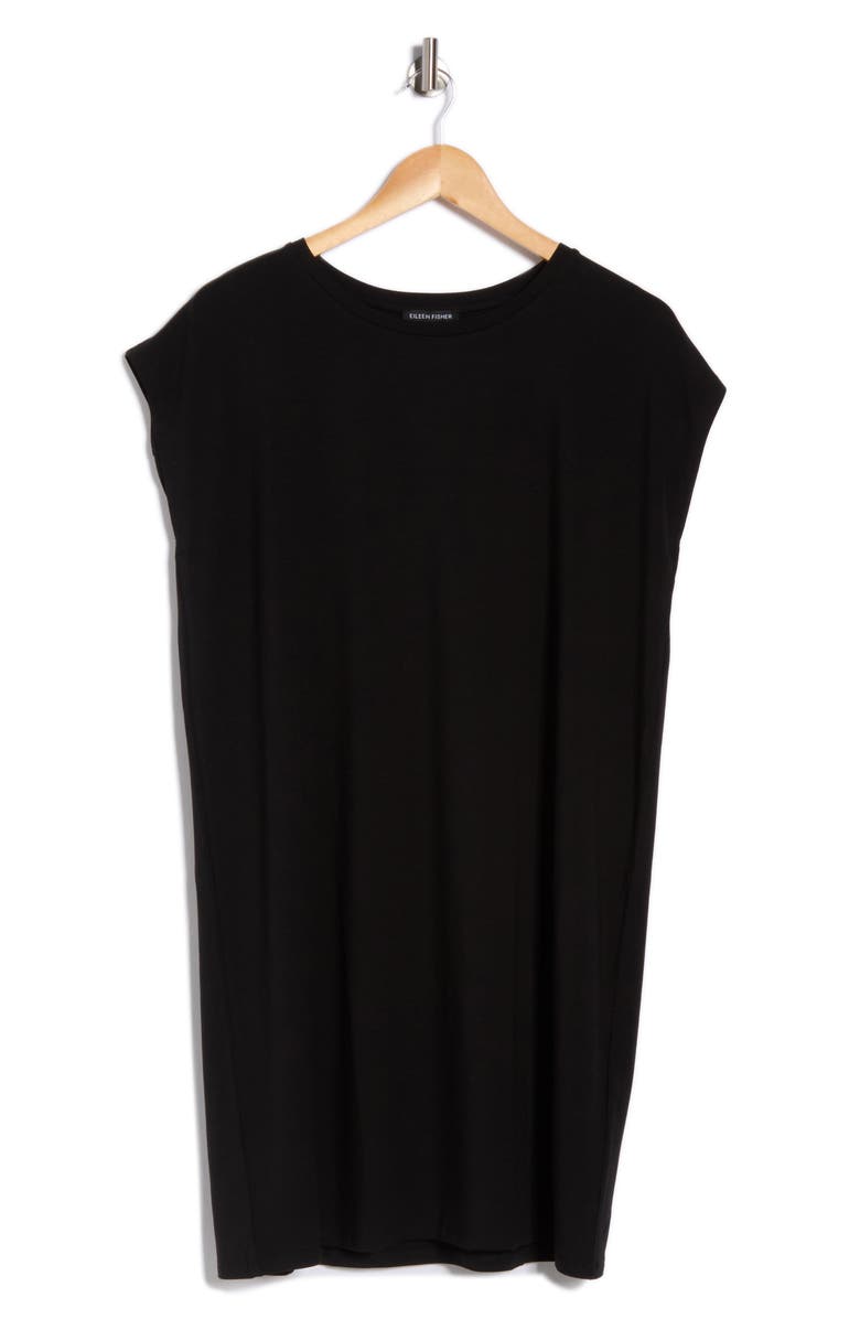 Eileen Fisher Crewneck Boxy Dress, Main, color, Black