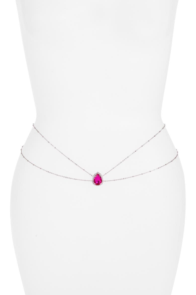 Heart of the Ocean Belly Chain, Main, color, PINK