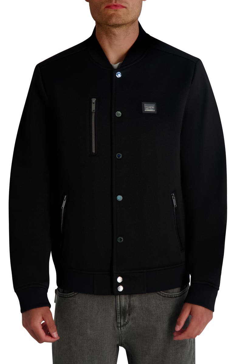 KARL LAGERFELD PARIS Bomber Jacket, Main, color, Black