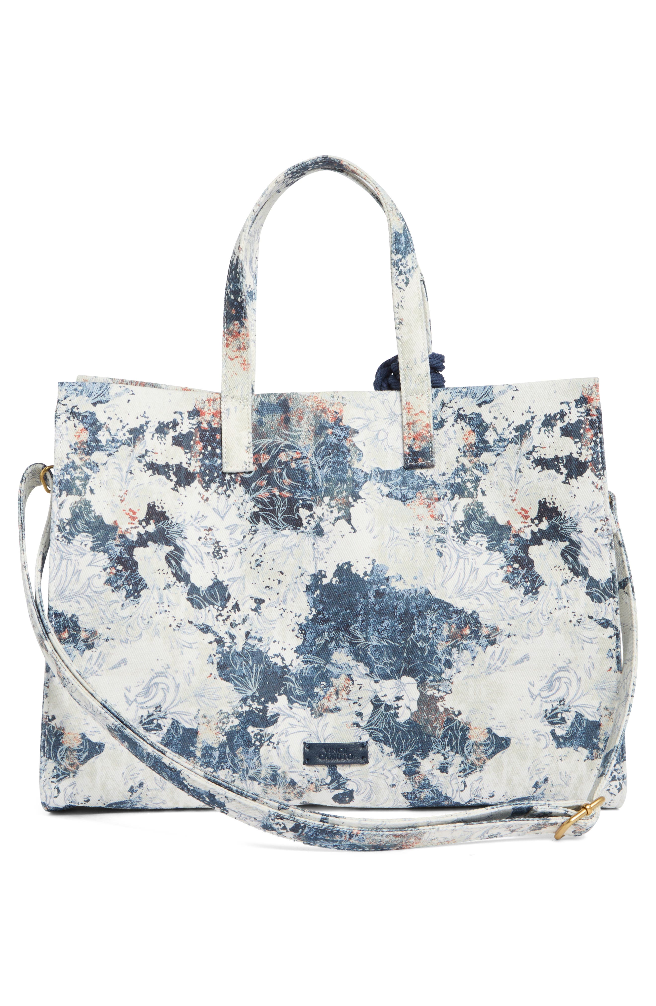Vince Camuto Aalis Floral Canvas Tote, Alternate, color, Blue Floral