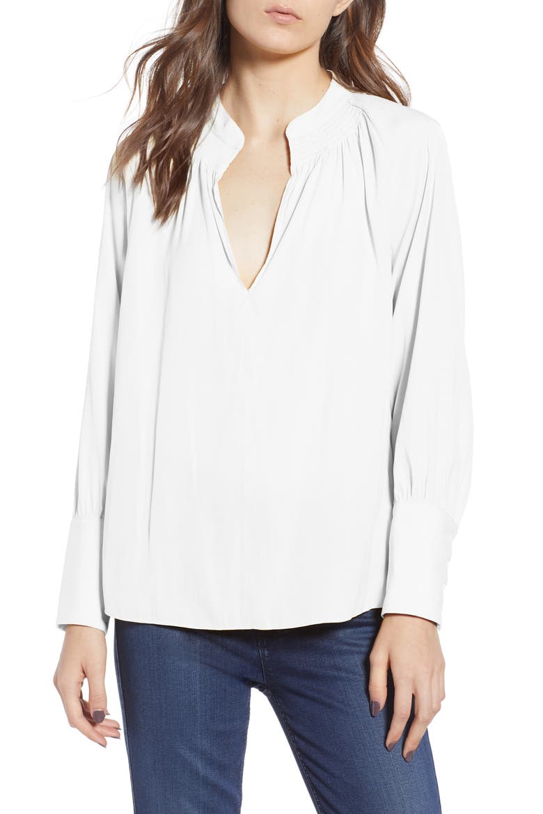 Smocked Neck Top, Main, color, WHITE