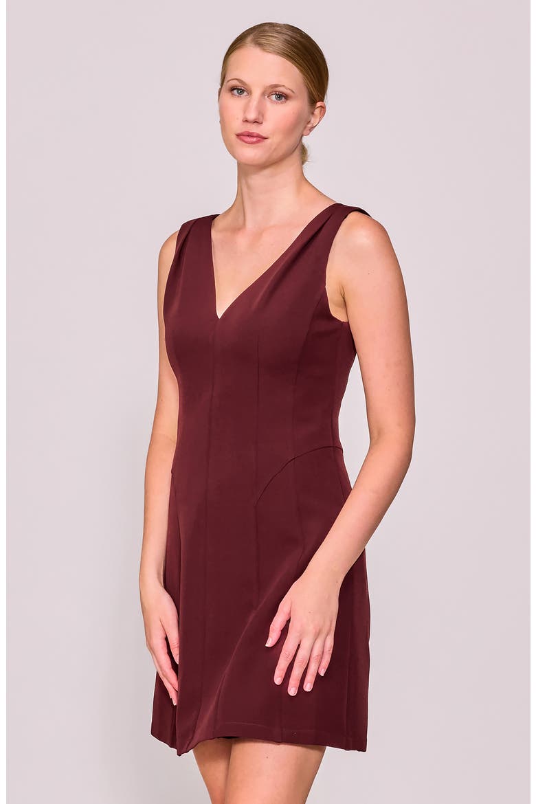 Tuck Shoulder Fit & Flare Dress, Alternate, color, BURGUNDY