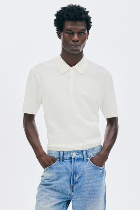 Slim Fit Textured-knit Polo Shirt