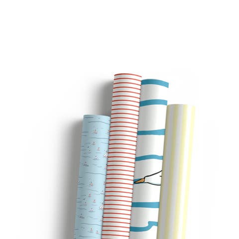 Eight Sheets Two-Sided "Seagulls" & "Sails Up" Heavyweight Gift Wrap