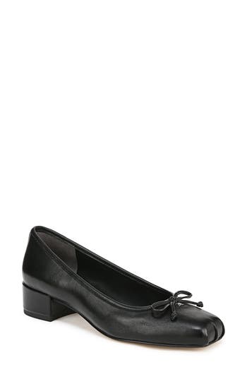 Sam Edelman Rosa Block Heel Ballet Black Leather In Black