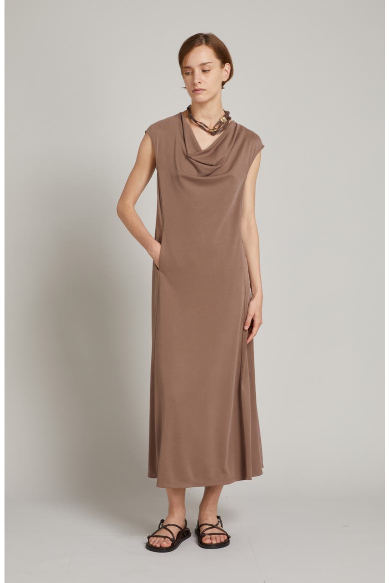 Vetusta Cowl Neck Sleeveless Dress, Alternate, color, HAZELNUT BROWN