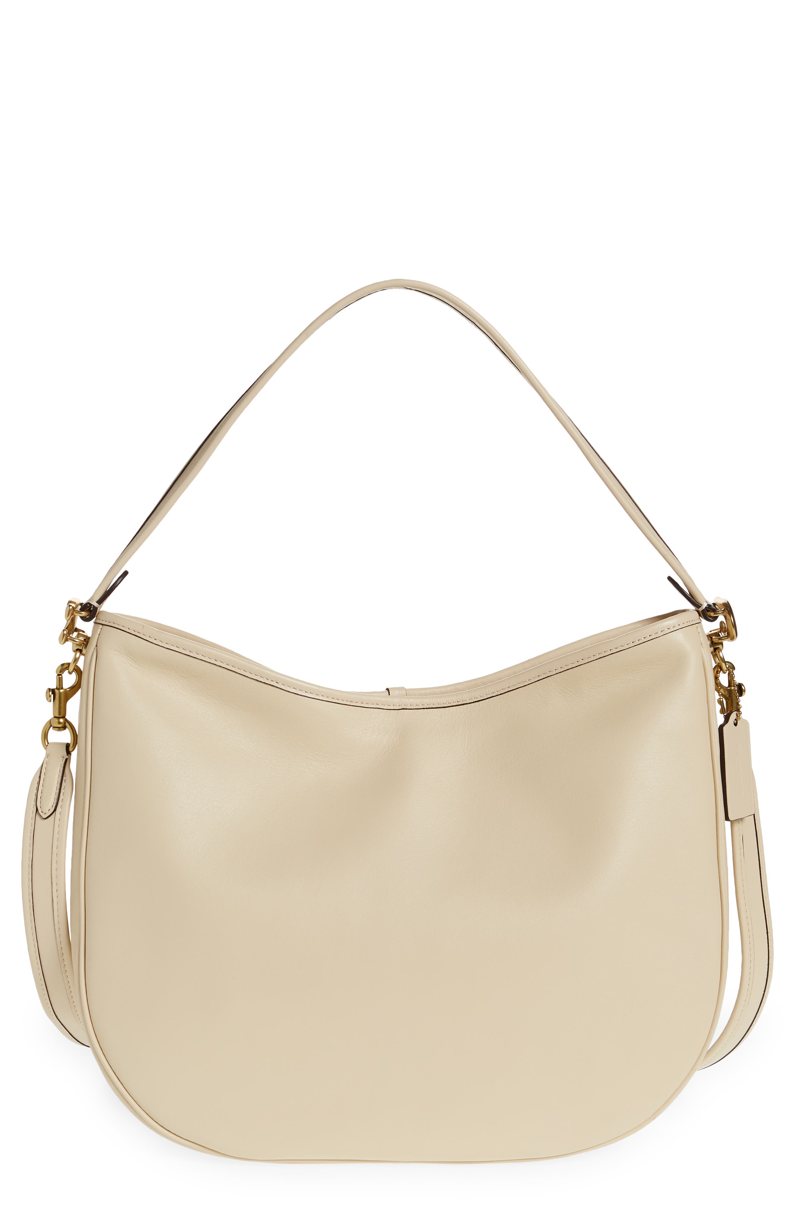 Soft Tabby Leather Hobo Bag, Main, color, IVORY