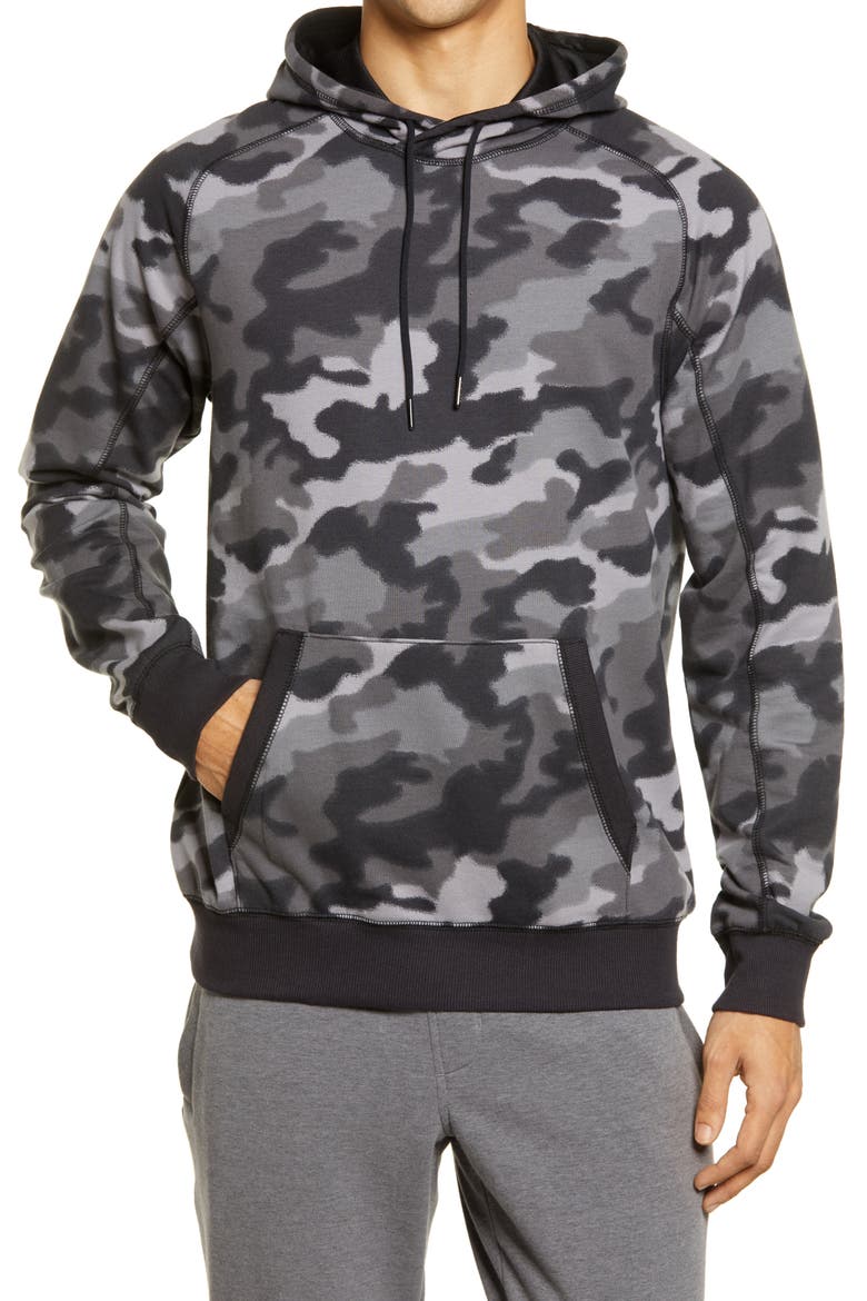 Men's Fleece Hoodie, Main, color, BLACK CAMO