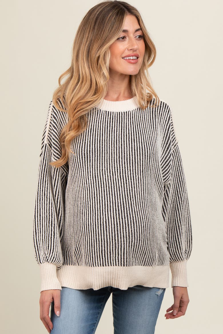 Ribbed Balloon Sleeve Sweater, Main, color, Black
