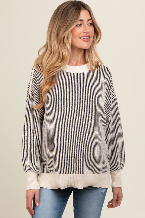 Ribbed Balloon Sleeve Sweater