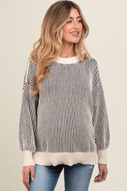 PinkBlush Ribbed Balloon Sleeve Sweater