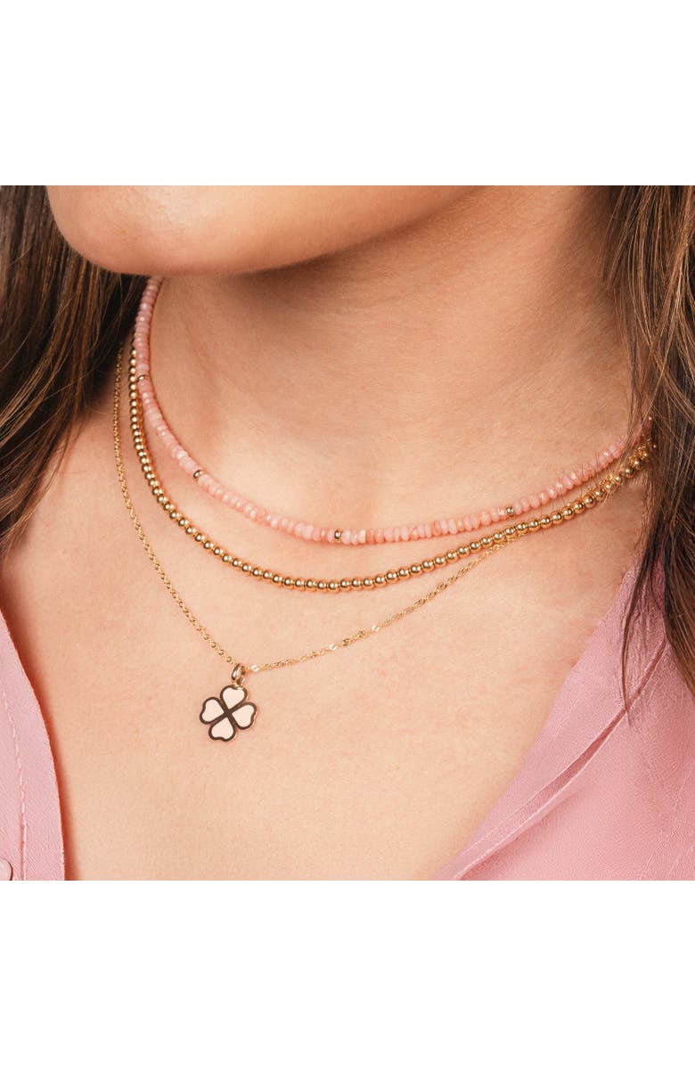 The Lovery Fine Jewelry Pink Pearl Lucky Clover Charm, Alternate, color, Pink Pearl