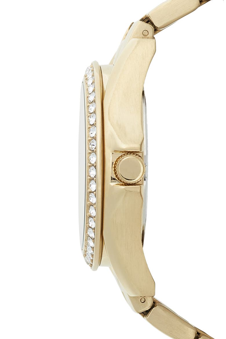 'Riley' Round Crystal Bezel Bracelet Watch, 38mm, Alternate, color, GOLD/ PINK