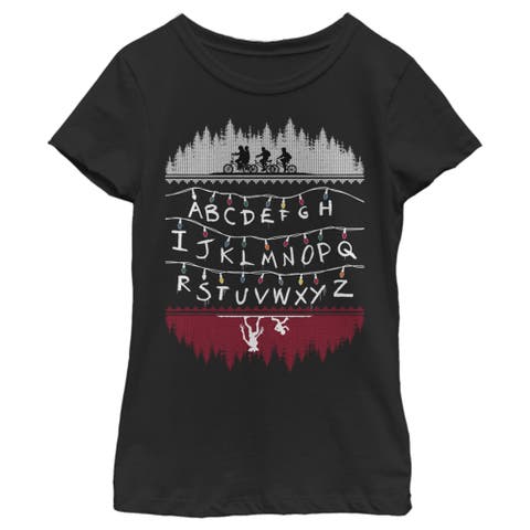 Girl's Stranger Things Christmas Light Message  Graphic T-Shirt