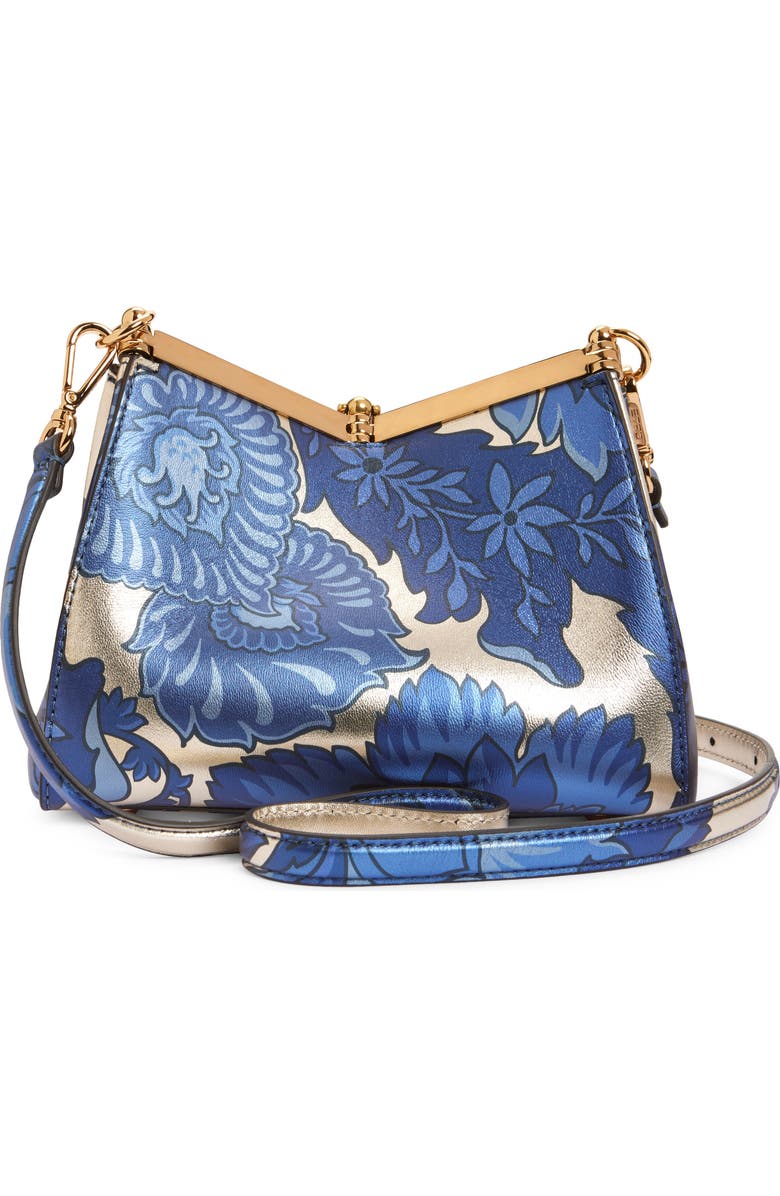 Etro Small Vela Floral Print Leather Shoulder Bag, Alternate, color,