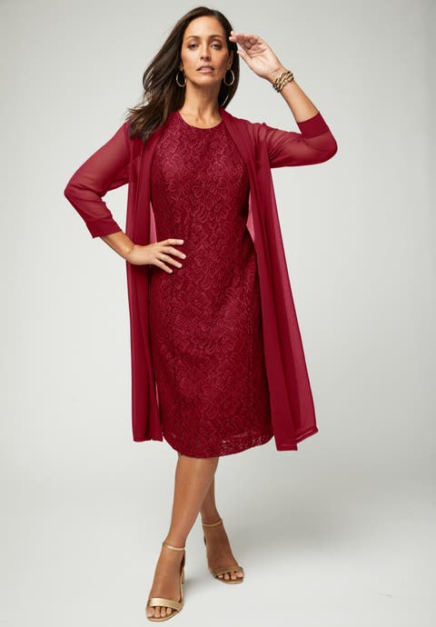 2-Piece Lace Jacket Dress (Plus)
