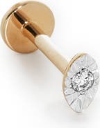 Monica Vinader Single 14K Gold Diamond Marquise Flat Back Stud Earring