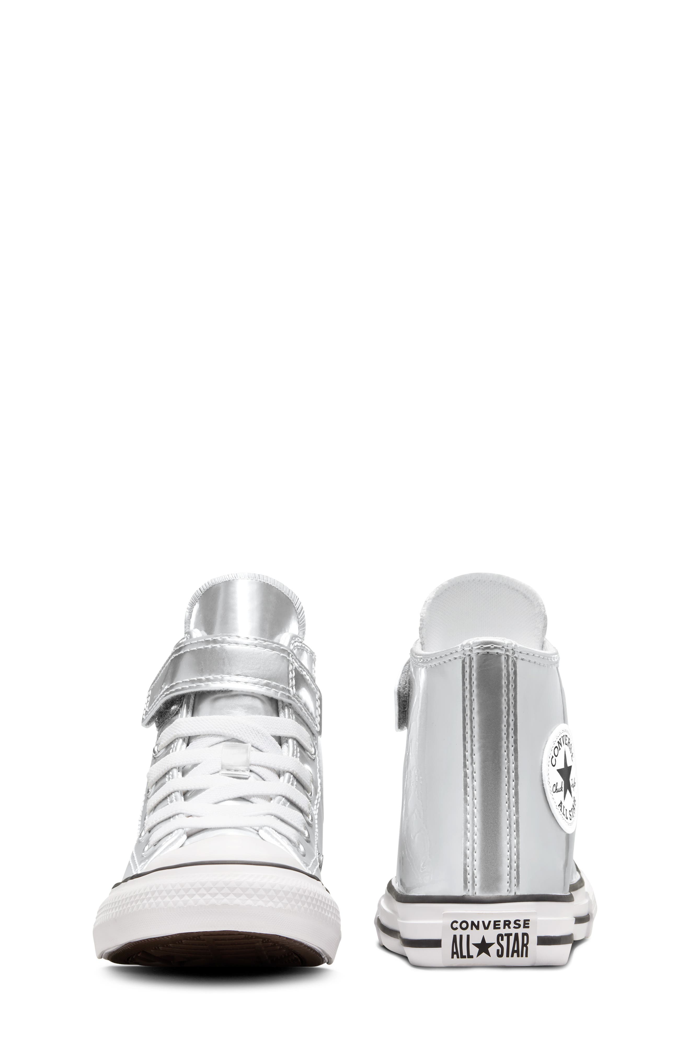 Converse Kids' Chuck Taylor<sup>®</sup> All Star<sup>®</sup> 1V High Top Sneaker, Alternate, color, Silver/White/Silver