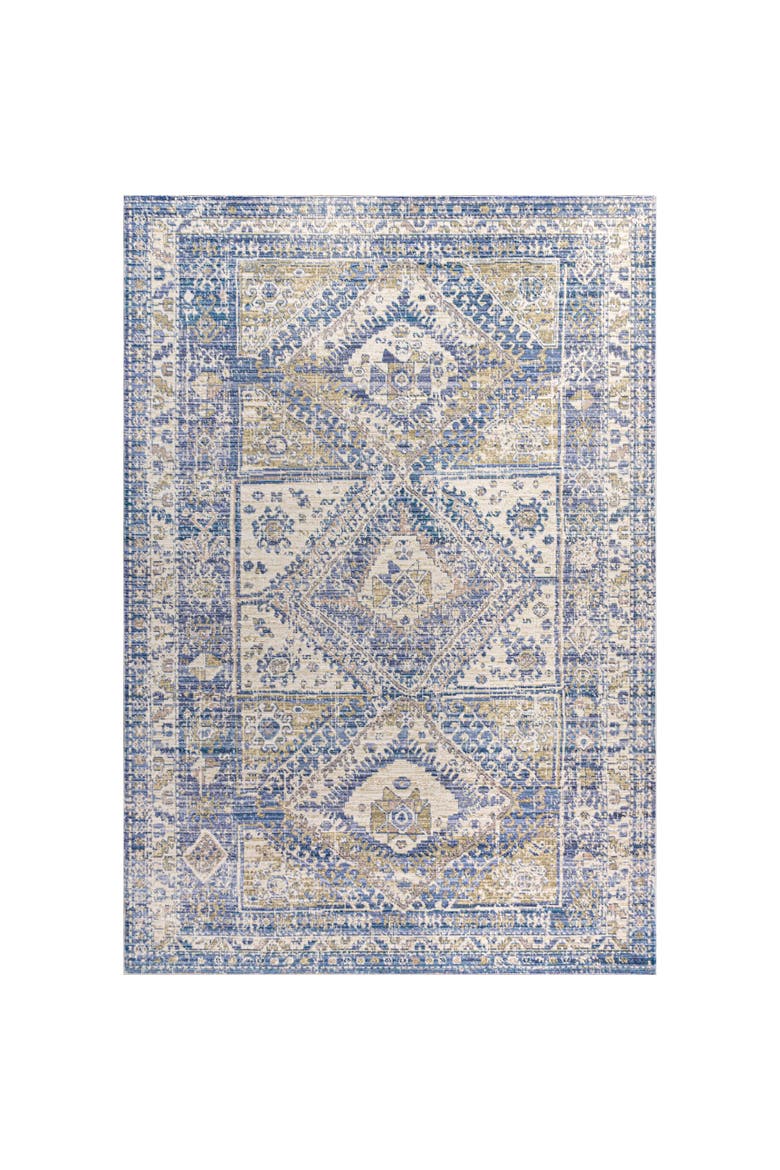 Darija Ornate Geometric Medallion Area Rug, Main, color, Blue